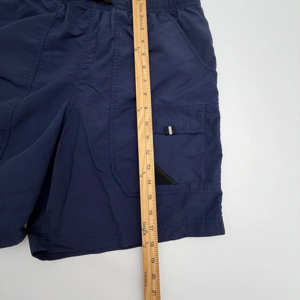 Eddie Bauer Mens Navy Blue Nylon Hiking Swim Shorts‎ Cargo Belt Size Large